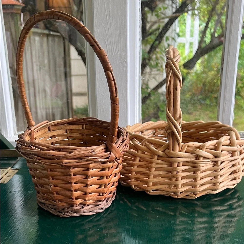 Two Small Vintage Woven Baskets